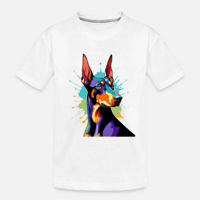 Explosion de couleurs Doberman - T-shirt bio Premium Enfant - blanc