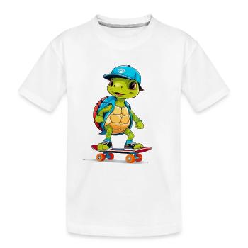 Schildkröte Skateboardheld - Kinder Premium Bio T-Shirt - Weiß - Vorne