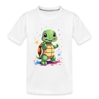 Schildkröte Farbspritzer Spaß - Kinder Premium Bio T-Shirt - Weiß - Vorne