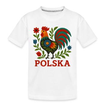Polska Folk Broderie Coq - T-shirt bio Premium Enfant - blanc - Devant