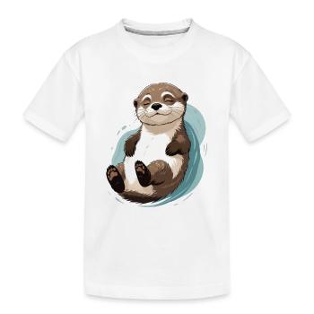 Sourire satisfait de la loutre dans l’eau - T-shirt bio Premium Enfant - blanc - Devant