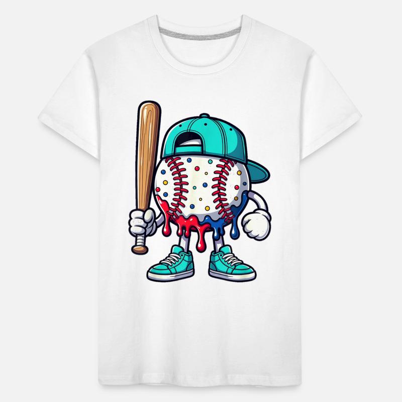Schmelzendes Baseball-Maskottchen mit Schläger Kinder Premium Bio T-Shirt