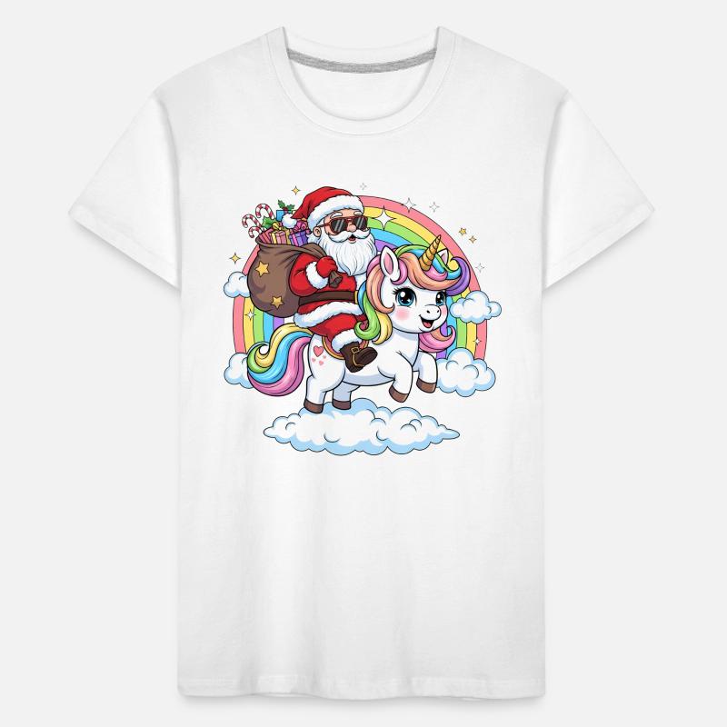 Weihnachtsmann Einhorn  Kinder Premium Bio T-Shirt