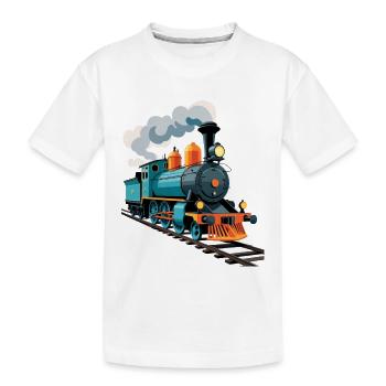 Dampflok Farbexplosion - Kinder Premium Bio T-Shirt - Weiß - Vorne
