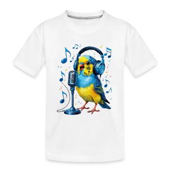 Perroquet avec un micro casque - T-shirt bio Premium Enfant - blanc - Devant