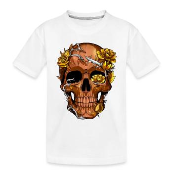Goldener Stacheldraht-Blumenschädel - Kinder Premium Bio T-Shirt - Weiß - Vorne