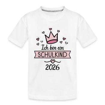 Schulkind Kronen-Design mit Herzen - Kinder Premium Bio T-Shirt - Weiß - Vorne