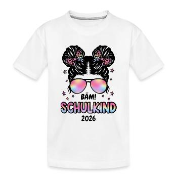 Schoolchild Rainbow Eyes Glow - Kids' Premium Organic T-Shirt - white - Front