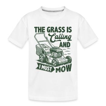 L’herbe m’appelle et je dois tondre - T-shirt bio Premium Enfant - blanc - Devant