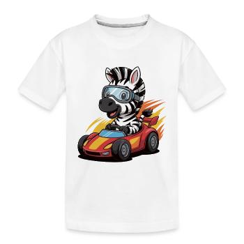 Kart de course Zebra avec lunettes de sécurité - T-shirt bio Premium Enfant - blanc - Devant