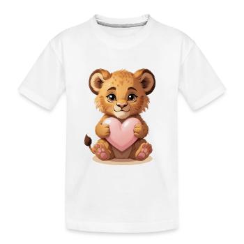 Kuscheliges Löwenbaby mit Herz - Kinder Premium Bio T-Shirt - Weiß - Vorne