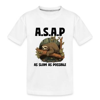 Sloth ASAP As Slow As Possible - Kids' Premium Organic T-Shirt - white - Front