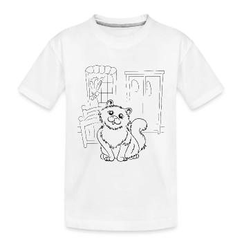 Tshirt zum bemalen und ausmalen, Katze für Kinder - Kinder Premium Bio T-Shirt - Weiß - Vorne