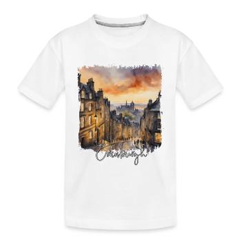 Édimbourg, Écosse, aquarelle d’Édimbourg - T-shirt bio Premium Enfant - blanc - Devant