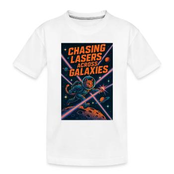Laserjagd durch Galaxien | Space Cat Sci-Fi - Kinder Premium Bio T-Shirt - Weiß - Vorne