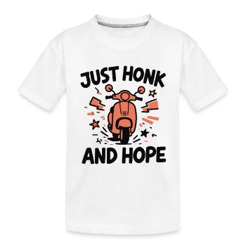 Juste Klaxonner et espérer | Humour de scooter de Bali - T-shirt bio Premium Enfant - blanc - Devant