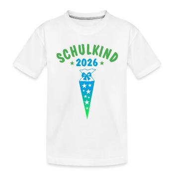 Schulkind 2026 Schultüte Sterne - blau grün - Kinder Premium Bio T-Shirt - Weiß - Vorne