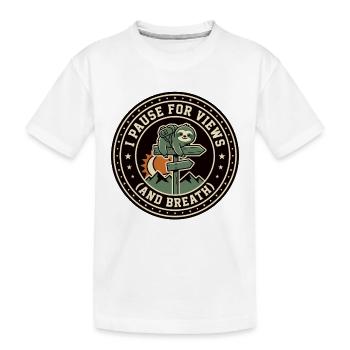 Faultier Pause Aussicht Atmen - Kinder Premium Bio T-Shirt - Weiß - Vorne