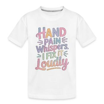 Un thérapeute de la main Murmure la douleur à la main Kinésithérapeute - T-shirt bio Premium Enfant - blanc - Devant