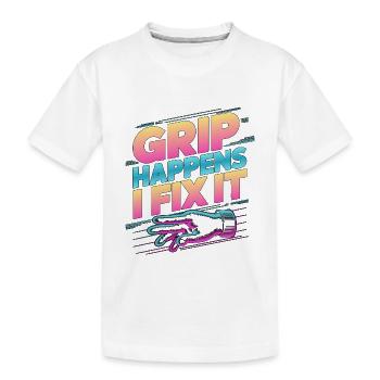La prise du thérapeute sur la main arrive Je répare le kinésithérapeute - T-shirt bio Premium Enfant - blanc - Devant