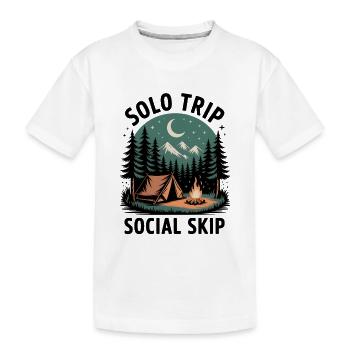 Solo statt Smalltalk | Camping Introvertiert - Kinder Premium Bio T-Shirt - Weiß - Vorne