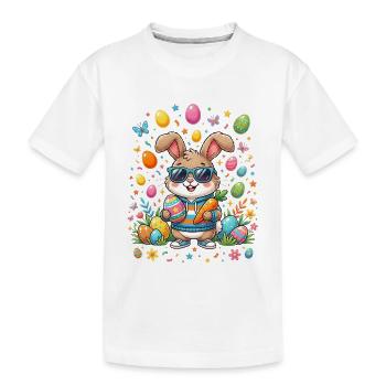 Osterhase Junge Sonnenbrille - Kinder Premium Bio T-Shirt - Weiß - Vorne