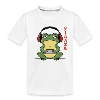 Gaming, Video Gamer, Zocker, Frosch & Japanisch - Kinder Premium Bio T-Shirt - Weiß - Vorne