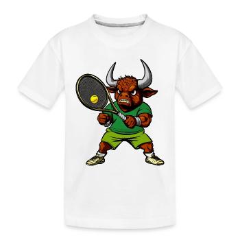 Stier Tennisspieler - Kinder Premium Bio T-Shirt - Weiß - Vorne