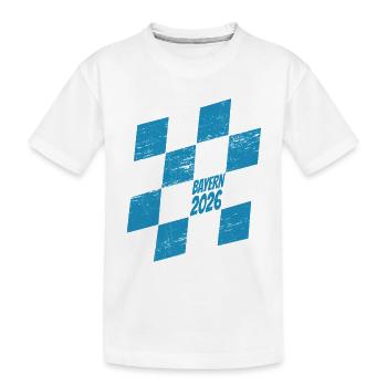 Bayern 2026 Rauten blau weiß - Kinder Premium Bio T-Shirt - Weiß - Vorne