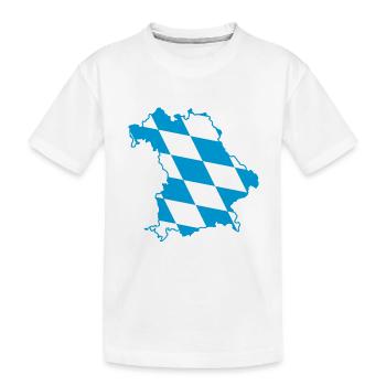 Carte de la Bavière avec motif de losanges bleu et blanc - T-shirt bio Premium Enfant - blanc - Devant