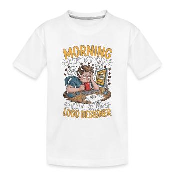 Logo Designer Morning Is Not My Time Illustrator - Kinder Premium Bio T-Shirt - Weiß - Vorne