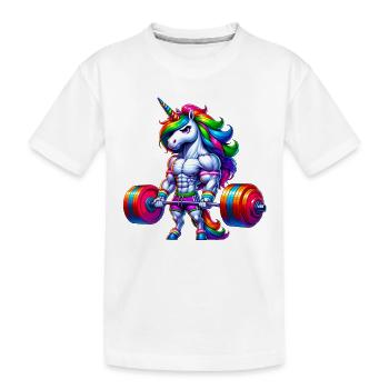 Unicorn Weightlifting Deadlift Fitness Gym - Kinder Premium Bio T-Shirt - Weiß - Vorne