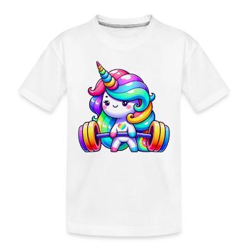 Unicorn Weightlifting Deadlift Fitness Gym - Kinder Premium Bio T-Shirt - Weiß - Vorne
