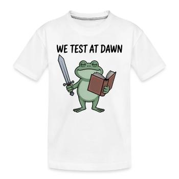 Morgendämmerungs-Froschritter liest bei Tagesanbruch - Kinder Premium Bio T-Shirt - Weiß - Vorne