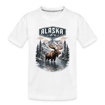 Alaska Elch Hirsche lieben Alaska Mountains - Kinder Premium Bio T-Shirt - Weiß - Vorne