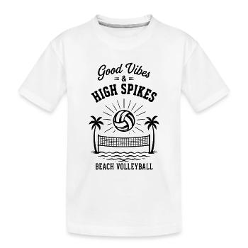 G Vibes & High Spikes Beach Volleyball - Kinder Premium Bio T-Shirt - Weiß - Vorne