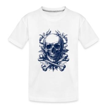 Crâne Floral – Beauté Sombre - T-shirt bio Premium Enfant - blanc - Devant