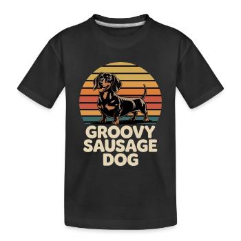 Groovy Dachshund - Kids' Premium Organic T-Shirt - black - Front
