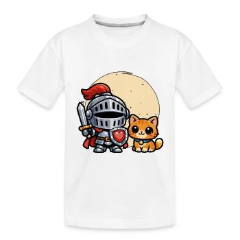 Niedliche Katze und Ritter Ren Faire Mittelalter - Kinder Premium Bio T-Shirt - Weiß - Vorne