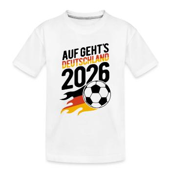 Fußball Flamme 2026 | Auf Geht's Deutschland - Kinder Premium Bio T-Shirt - Weiß - Vorne