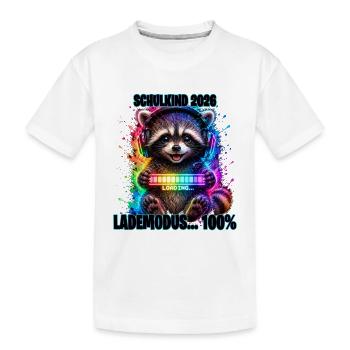 Schulkind 2026 Lademodus 100% Waschbär Gamer - Kinder Premium Bio T-Shirt - Weiß - Vorne