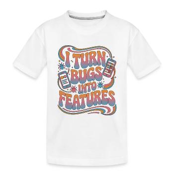 Développeur d’applications mobiles Je transforme les bugs en programmation - T-shirt bio Premium Enfant - blanc - Devant