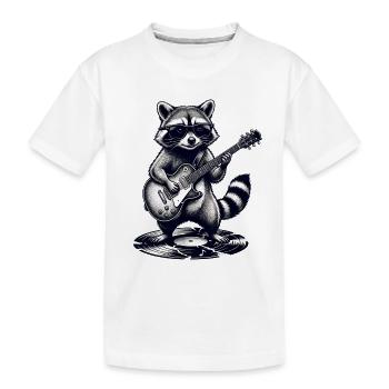 Un raton laveur drôle avec guitare sur un LP musical - T-shirt bio Premium Enfant - blanc - Devant