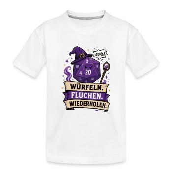 Würfeln Fluchen Wiederholen Shirt - Kinder Premium Bio T-Shirt - Weiß - Vorne