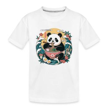 Mignons pandas de Kawaii mangeant des nouilles ramen bowl - T-shirt bio Premium Enfant - blanc - Devant