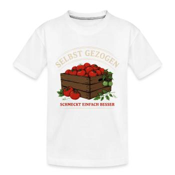 Selbst Gezogen: Frische Tomatenkiste - Kinder Premium Bio T-Shirt - Weiß - Vorne