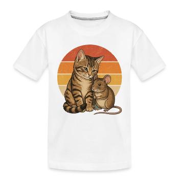 Katze und Maus - Kinder Premium Bio T-Shirt - Weiß - Vorne