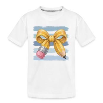 Dessin au crayon doré avec nœud - T-shirt bio Premium Enfant - blanc - Devant