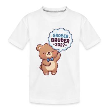 Großer Bruder 2027 Bär - Kinder Premium Bio T-Shirt - Weiß - Vorne