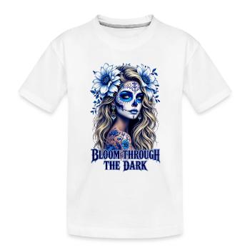 Fleurir à travers le crâne de sucre sombre - T-shirt bio Premium Enfant - blanc - Devant